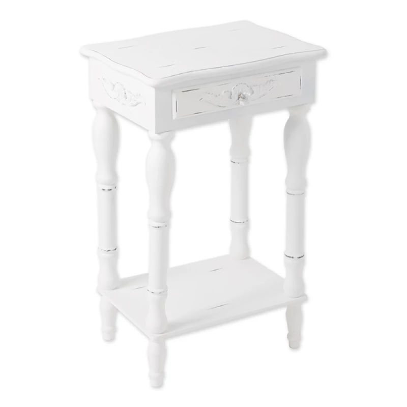 Carved White Side Table