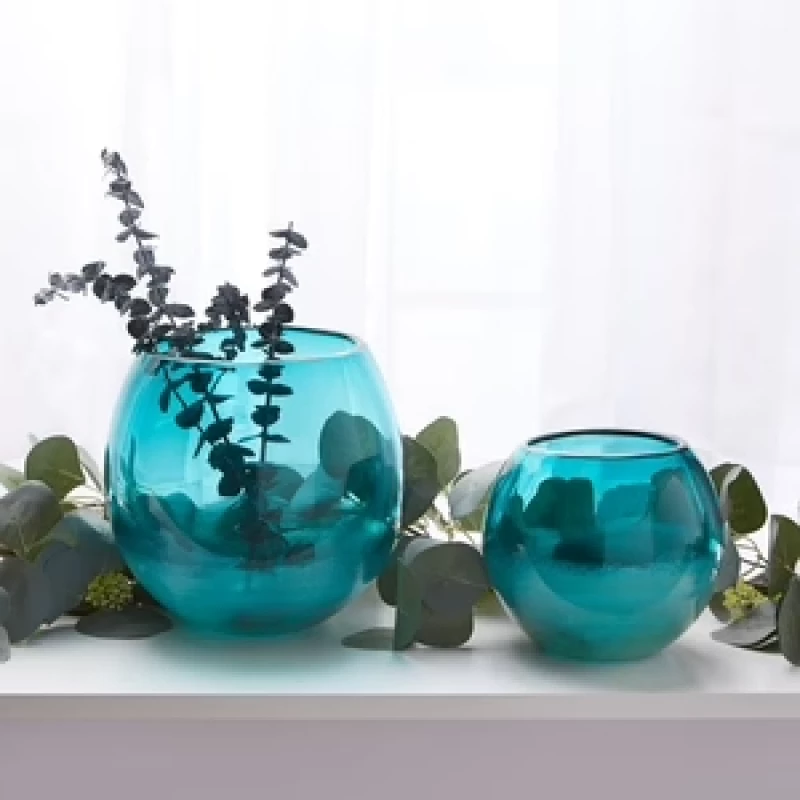 Large Aqua Fish Bowl Vase