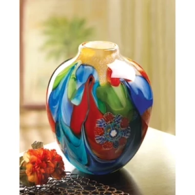 Floral Fantasia Art Glass Vase
