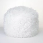 Fuzzy White Ottoman Pouf