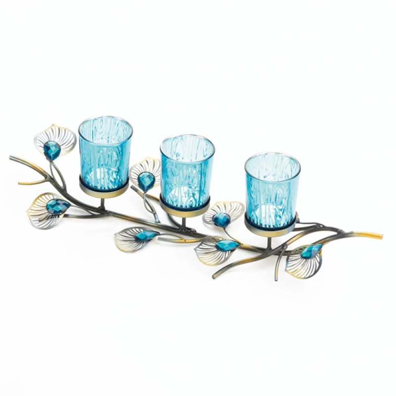 Peacock-Inspired Candle Trio