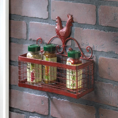 Red Rooster Single Wall Rack Basket